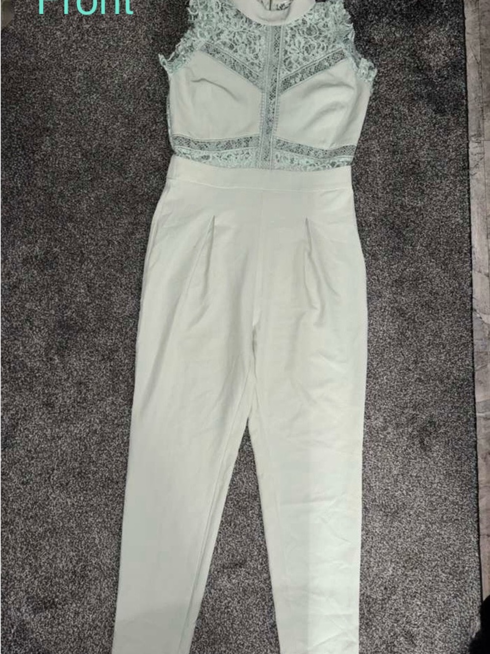 Sleeveless Lace Yoke Jumpsuit in Mint Green